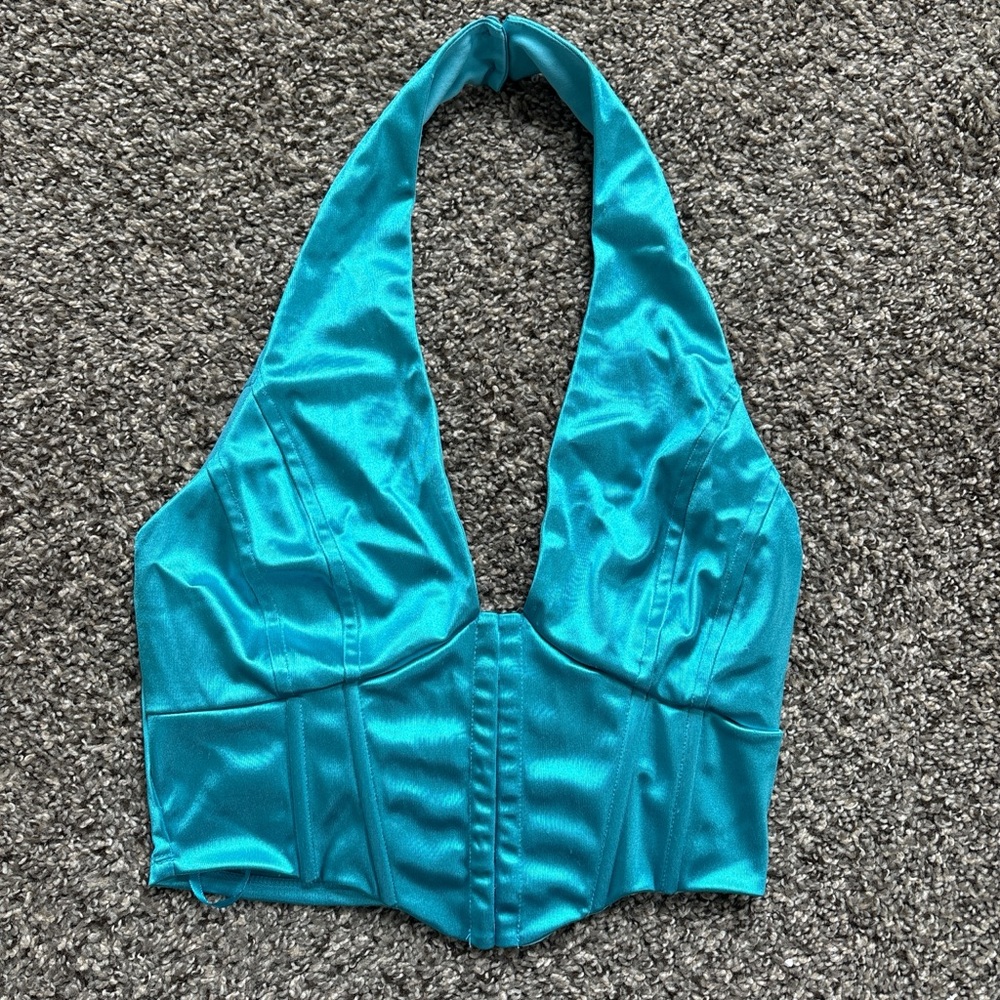 Turquoise Halter corset Top